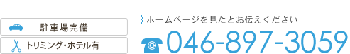 駐車場完備  ホームページを見たとお伝えください 046-827-6092 年中無休 9:00～12:00/16:00～19:00